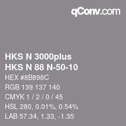 Color code: HKS N 3000plus - HKS N 88 N-50-10 | qconv.com