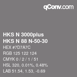 Código de color: HKS N 3000plus - HKS N 88 N-50-30 | qconv.com