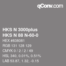 颜色代码: HKS N 3000plus - HKS N 88 N-60-0 | qconv.com