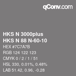 颜色代码: HKS N 3000plus - HKS N 88 N-60-10 | qconv.com