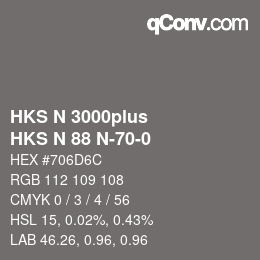 Code couleur: HKS N 3000plus - HKS N 88 N-70-0 | qconv.com