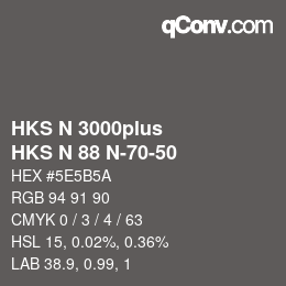 Color code: HKS N 3000plus - HKS N 88 N-70-50 | qconv.com