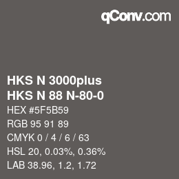 颜色代码: HKS N 3000plus - HKS N 88 N-80-0 | qconv.com