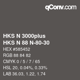 Farbcode: HKS N 3000plus - HKS N 88 N-80-30 | qconv.com