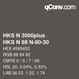 Farbcode: HKS N 3000plus - HKS N 88 N-80-30 | qconv.com