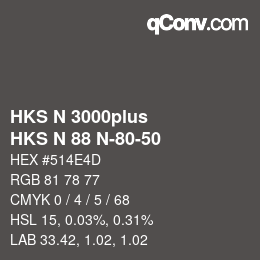 Code couleur: HKS N 3000plus - HKS N 88 N-80-50 | qconv.com
