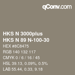 Color code: HKS N 3000plus - HKS N 89 N-100-30 | qconv.com