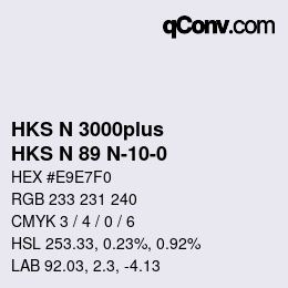 Color code: HKS N 3000plus - HKS N 89 N-10-0 | qconv.com