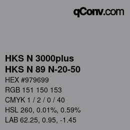 Color code: HKS N 3000plus - HKS N 89 N-20-50 | qconv.com