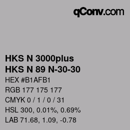 颜色代码: HKS N 3000plus - HKS N 89 N-30-30 | qconv.com
