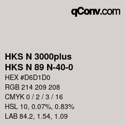 Color code: HKS N 3000plus - HKS N 89 N-40-0 | qconv.com