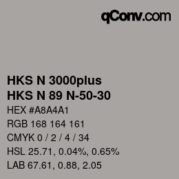 Color code: HKS N 3000plus - HKS N 89 N-50-30 | qconv.com