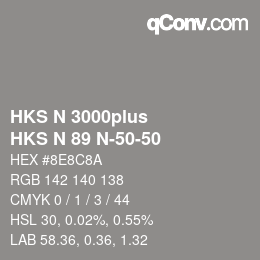 Color code: HKS N 3000plus - HKS N 89 N-50-50 | qconv.com