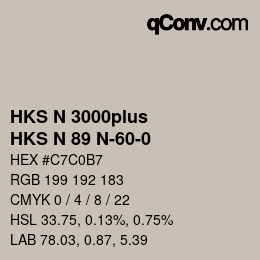 Color code: HKS N 3000plus - HKS N 89 N-60-0 | qconv.com