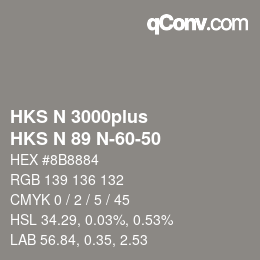 Color code: HKS N 3000plus - HKS N 89 N-60-50 | qconv.com