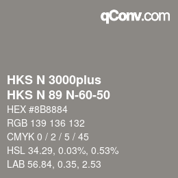 Código de color: HKS N 3000plus - HKS N 89 N-60-50 | qconv.com