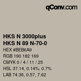 Color code: HKS N 3000plus - HKS N 89 N-70-0 | qconv.com