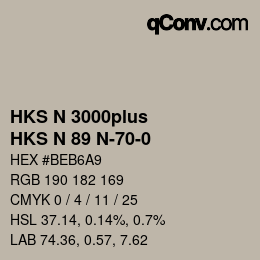 Color code: HKS N 3000plus - HKS N 89 N-70-0 | qconv.com