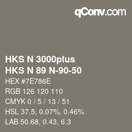 Color code: HKS N 3000plus - HKS N 89 N-90-50 | qconv.com