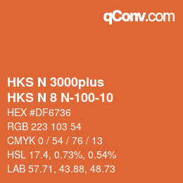 Code couleur: HKS N 3000plus - HKS N 8 N-100-10 | qconv.com