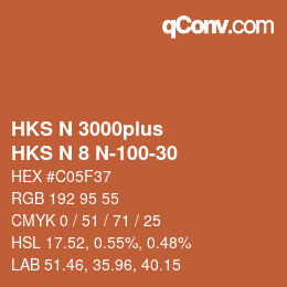 Color code: HKS N 3000plus - HKS N 8 N-100-30 | qconv.com