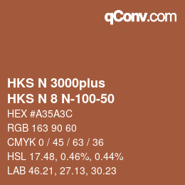 Color code: HKS N 3000plus - HKS N 8 N-100-50 | qconv.com