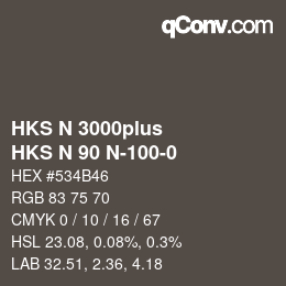 Color code: HKS N 3000plus - HKS N 90 N-100-0 | qconv.com