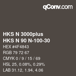 颜色代码: HKS N 3000plus - HKS N 90 N-100-30 | qconv.com