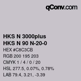 Color code: HKS N 3000plus - HKS N 90 N-20-0 | qconv.com