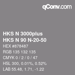 Color code: HKS N 3000plus - HKS N 90 N-20-50 | qconv.com