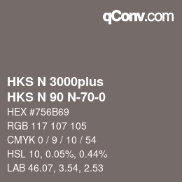 Color code: HKS N 3000plus - HKS N 90 N-70-0 | qconv.com