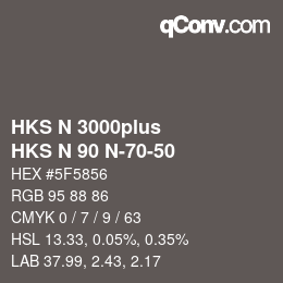 颜色代码: HKS N 3000plus - HKS N 90 N-70-50 | qconv.com