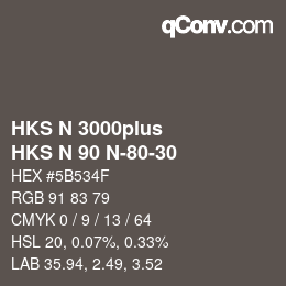 Code couleur: HKS N 3000plus - HKS N 90 N-80-30 | qconv.com