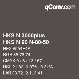 Code couleur: HKS N 3000plus - HKS N 90 N-80-50 | qconv.com