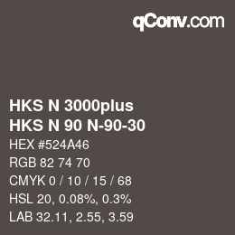 Color code: HKS N 3000plus - HKS N 90 N-90-30 | qconv.com