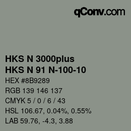 Color code: HKS N 3000plus - HKS N 91 N-100-10 | qconv.com
