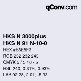 Color code: HKS N 3000plus - HKS N 91 N-10-0 | qconv.com