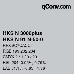 Color code: HKS N 3000plus - HKS N 91 N-50-0 | qconv.com