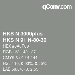 Color code: HKS N 3000plus - HKS N 91 N-80-30 | qconv.com
