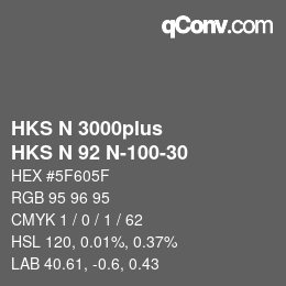 Código de color: HKS N 3000plus - HKS N 92 N-100-30 | qconv.com
