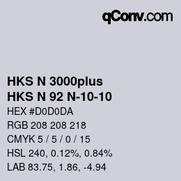 Code couleur: HKS N 3000plus - HKS N 92 N-10-10 | qconv.com