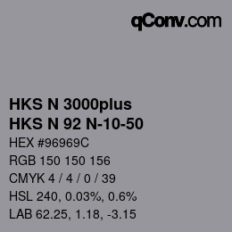 Color code: HKS N 3000plus - HKS N 92 N-10-50 | qconv.com