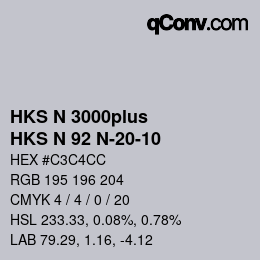 Código de color: HKS N 3000plus - HKS N 92 N-20-10 | qconv.com