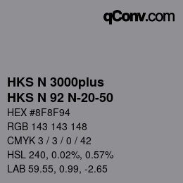 Color code: HKS N 3000plus - HKS N 92 N-20-50 | qconv.com