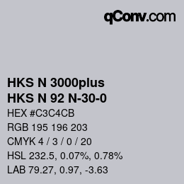 Farbcode: HKS N 3000plus - HKS N 92 N-30-0 | qconv.com