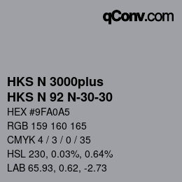 Color code: HKS N 3000plus - HKS N 92 N-30-30 | qconv.com