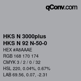 Farbcode: HKS N 3000plus - HKS N 92 N-50-0 | qconv.com