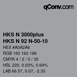Código de color: HKS N 3000plus - HKS N 92 N-50-10 | qconv.com