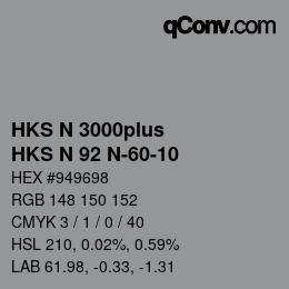 Code couleur: HKS N 3000plus - HKS N 92 N-60-10 | qconv.com