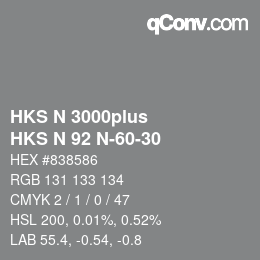 Código de color: HKS N 3000plus - HKS N 92 N-60-30 | qconv.com